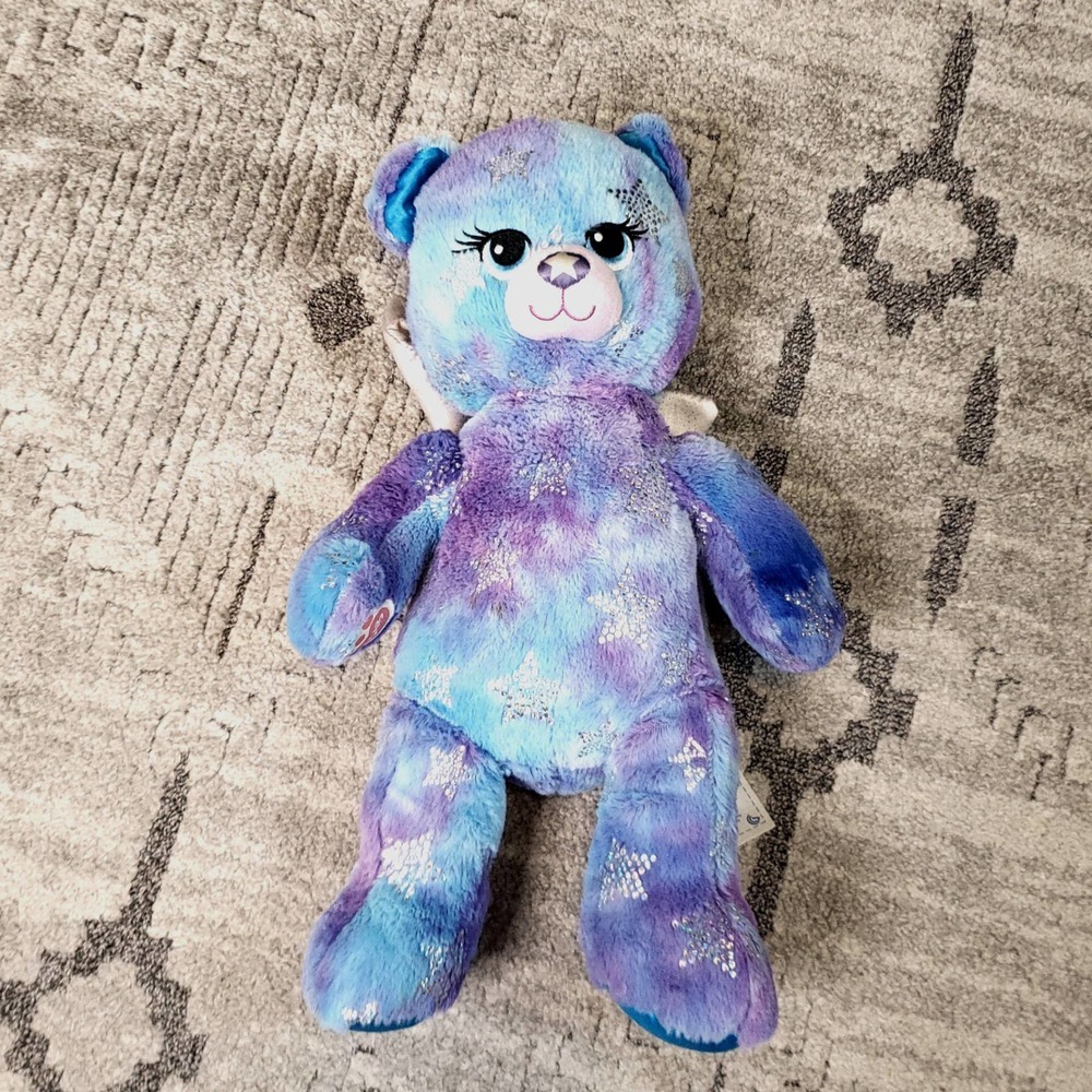 16" Build A Bear Blue And Purple With Stars And Wings Bear Plush